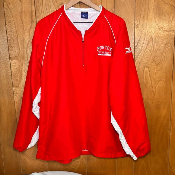 Boston University Dental Jacket Mens XL Red 1/4 Windbreaker Pullover NCAA - Picture 1 of 6